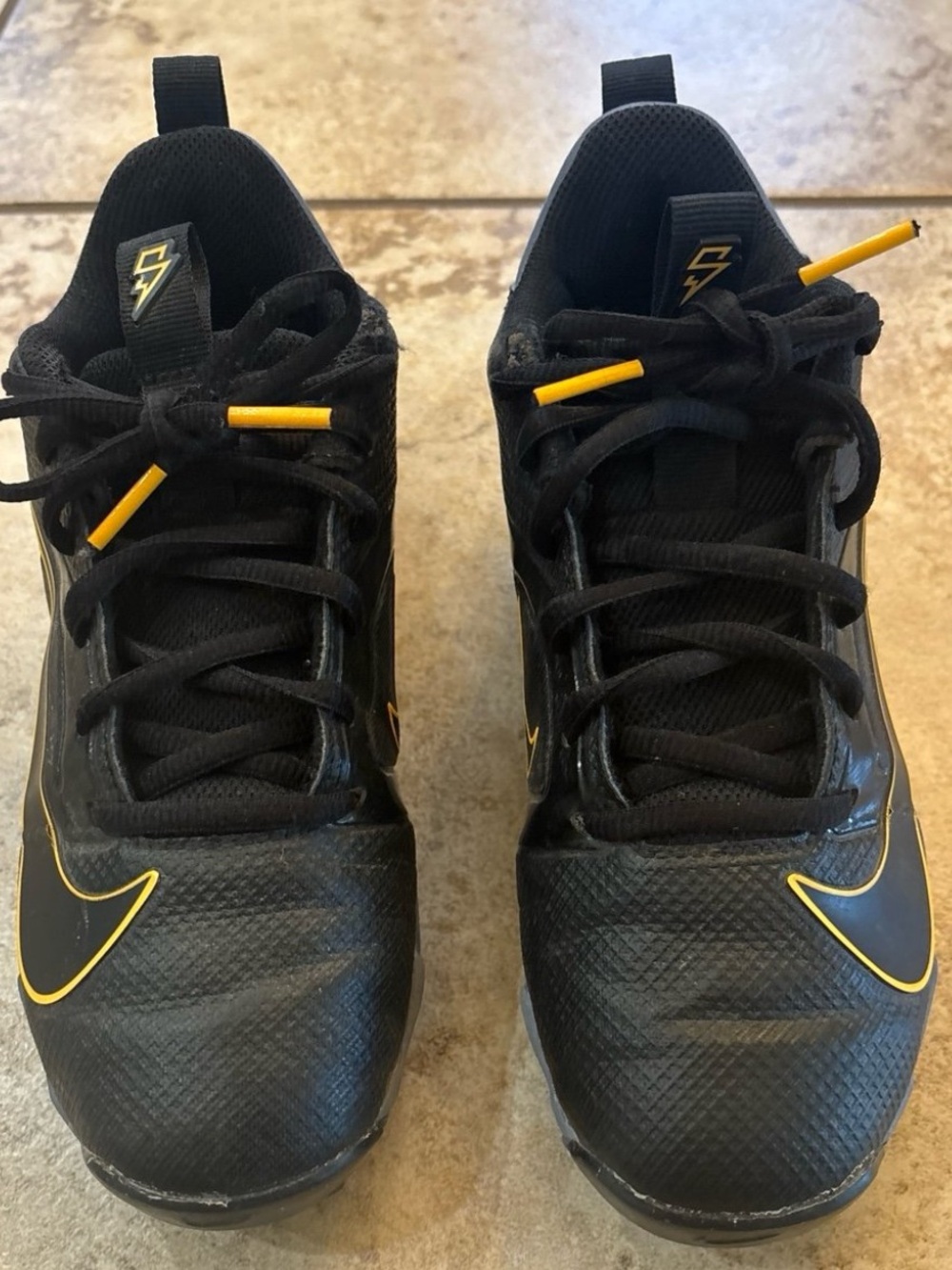 Nike Black Orange Cleats Athletic Shoes